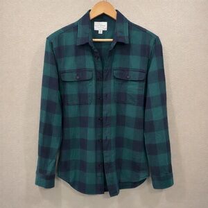 Flannel Lucky Brand Green and Navy Plaid Men's Shirt